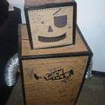 Cardboard robot in the "gallery" part of the Rich Media Institute