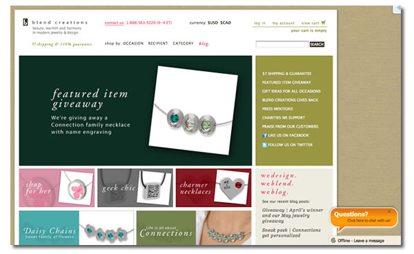 Screenshot of the Blend Creations site