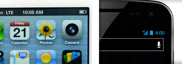top right corners The top right corners of iOS and Android screens