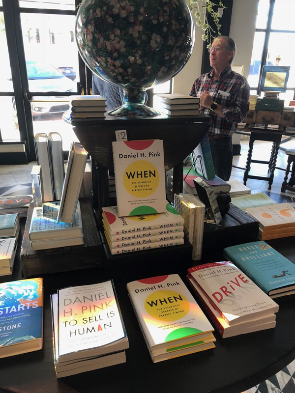 Daniel Pink's books on display at Oxford Exchange bookstore, Tampa, Florida.