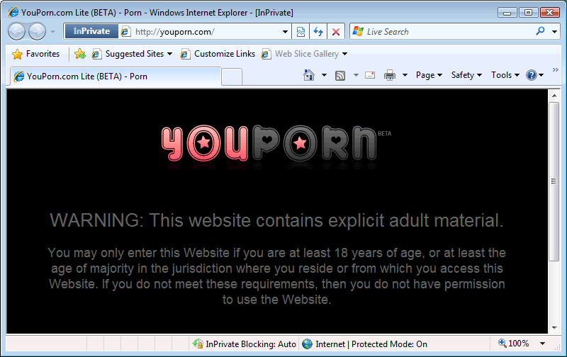 Screen Shot: YouPorn's title page Screen Shot: YouPorn's title page