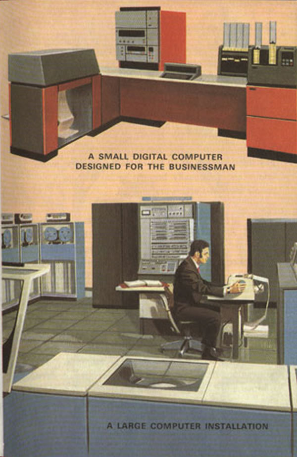 The way computers were in the seventies: "A small digital computer designed for the businessman" and "a large computer installation"