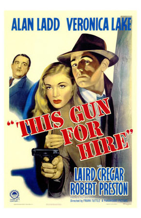 Old movie poster: "This gun for hire"
