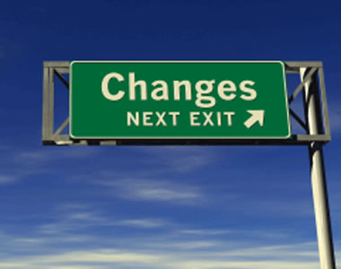 Highway sign reading "Changes: Next exit"