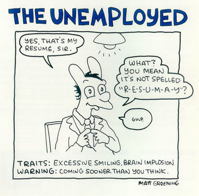 Panel from a "Life in Hell" comic by Matt Groening: "The Unemployed"