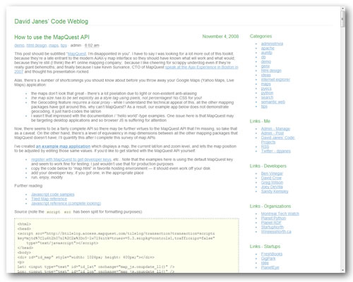 Screenshot of David Janes' Code Weblog