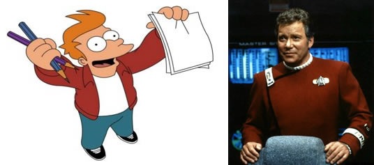 Philip J. Fry from "Futurama" and Captain James T. Kirk