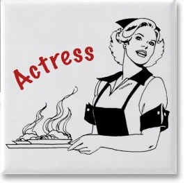 "Actress" fridge magnet, featuring a picture of a waitress