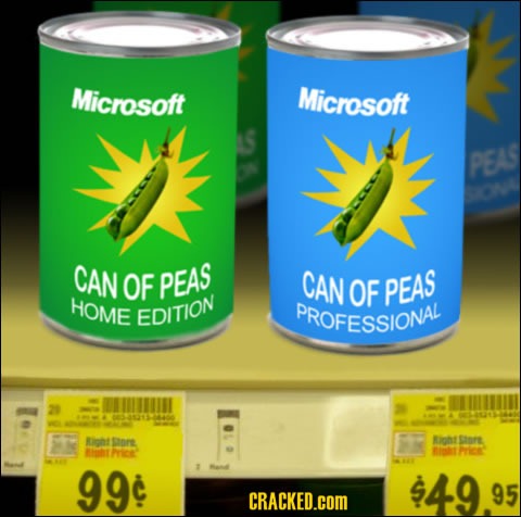 Microsoft Can of Peas Home Edition and Microsoft Can of Peas Professional