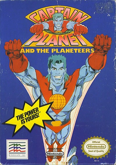 Package for the Nintendo game "Captain Planet and the Planeteers"