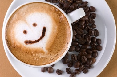 Cappuccino with smiling face in the crema.