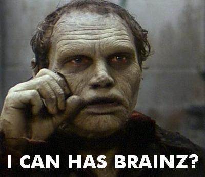 Zombie picture: "I can has brains?"