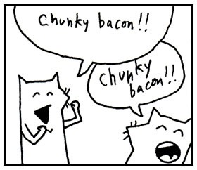 Cartoon foxes from "Why's (Poignant) Guide to Ruby" screaming "Chunky Bacon!"
