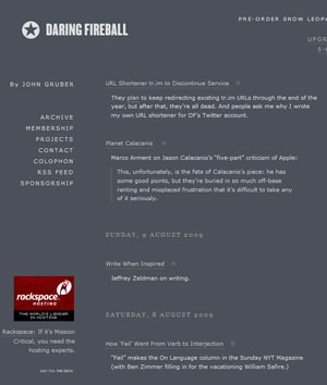 Screenshot of the "Daing Fireball" blog