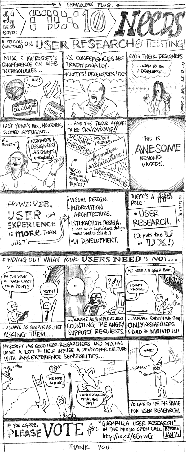 Comic: MIX10 needs a session (or two) on user research and testing!