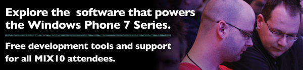 Explore the software that powers the Windows Phone 7 Series. Free development tools and support for all MIX10 attendees.