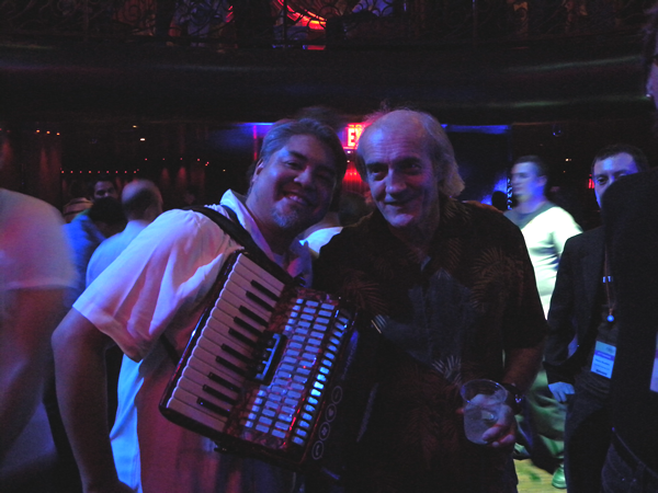 Joey deVilla and Bill Buxton posing on the dance floor at LAX nightclub in Las Vegas