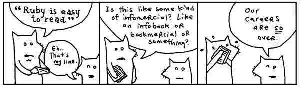 'Cartoon foxes' comic from why's (poignant) guide to Ruby