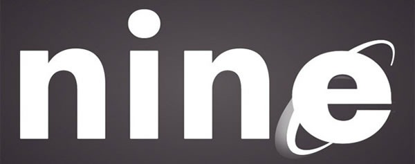 "nine" spelled using the IE logo for the "e"