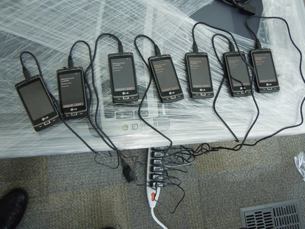 7 LG Windows Phone 7 phones charging