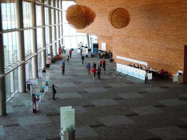 TechDays registration area -- the large hall on the west side of the building -- as seen from the staircase