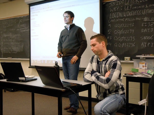title "Payout to Mobile" developers making their presentation