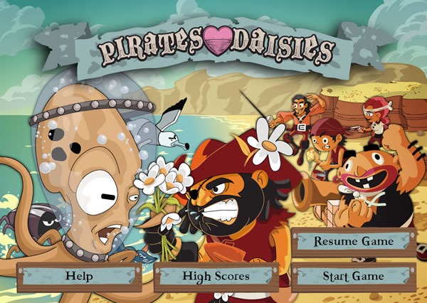 The "start" screen for "Pirates Love Daisies"