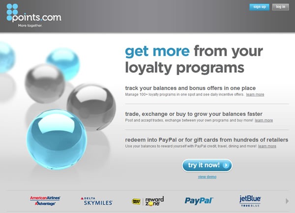 Screenshot of Points.com's site