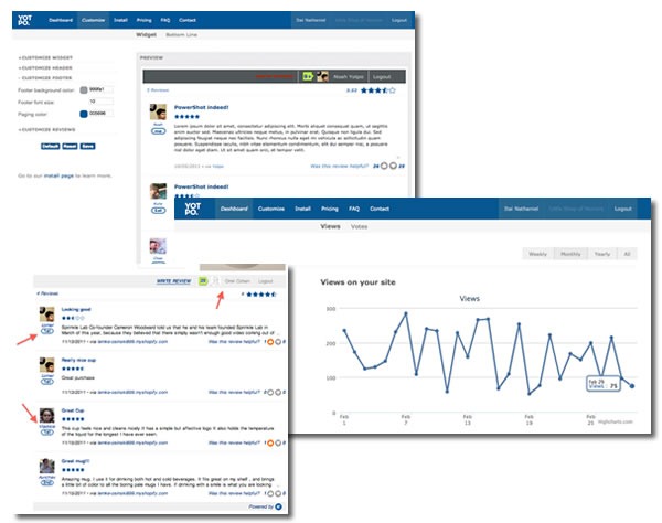 Screenshots of Yotpo's various screens
