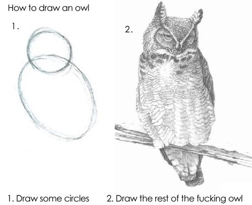 how to draw an owl