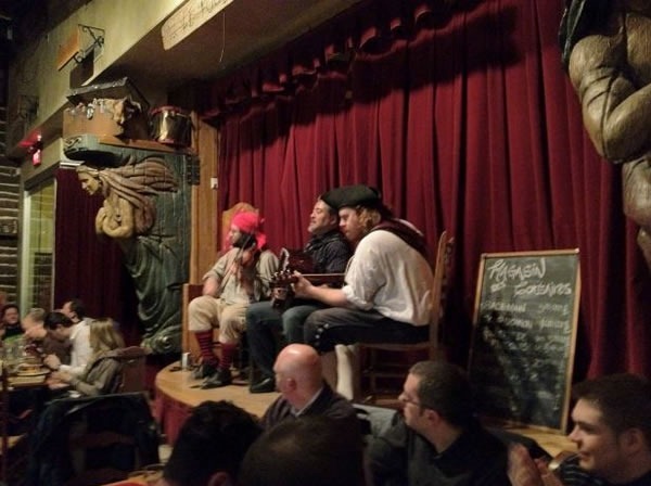 joey devilla plays with pirates Joey deVilla playing accordion onstage with the pirates at Le Cabaret du Roy.
