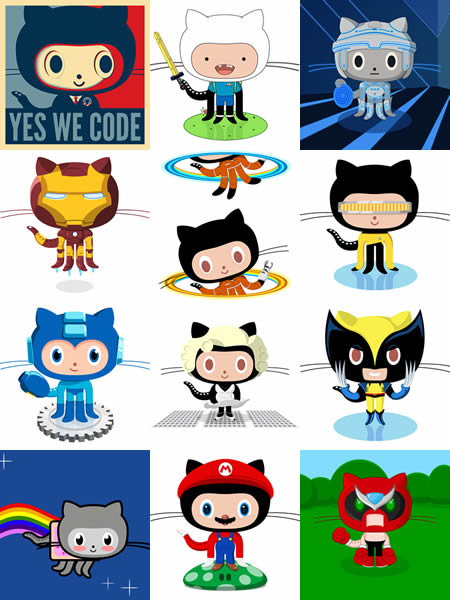 "Octocat" in various costumes