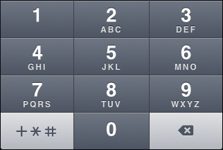 iOS "Phone pad" keyboard, default number view