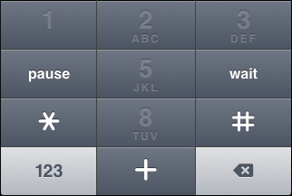 iOS "Phone pad" keyboard, alternate "star/pound/plus" key view