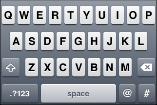 iOS "Twitter" keyboard, default letter view