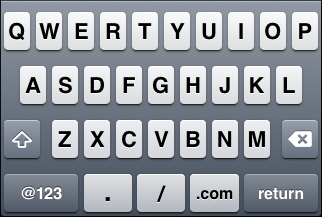 iOS "URL" keyboard, default letter view