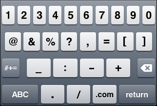 iOS "URL" keyboard, alternate number view