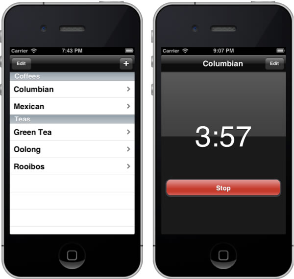 completed coffee timer app