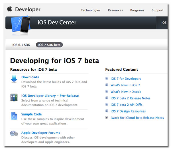 developing for ios 7 beta