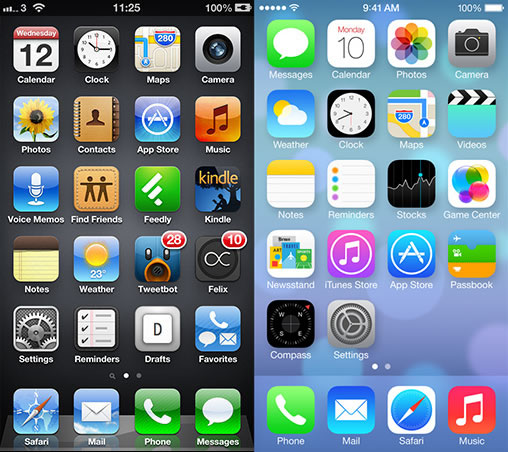 home screens ios 6 and 7