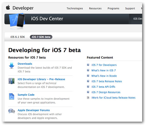 ios dev center - ios 7 beta
