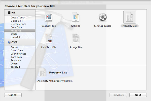 new plist file