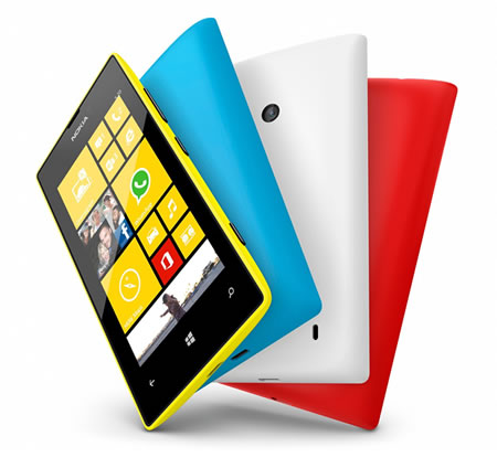 nNokia Lumia phones, spread out like a fan