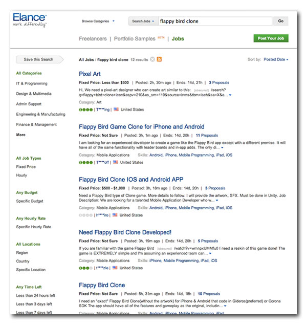 elance screencap