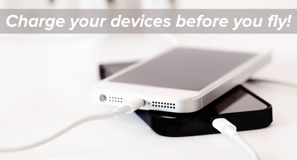 "Charge your devices before you fly!": Photo of iPhones charging