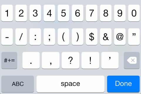 ios 8 iphone numbes-punctuation keyboard
