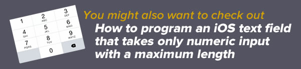 You might also want to check out: How to program an iOS text field that takes only numeric input with a maximum length