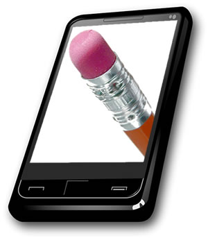 smartphone - eraser on screen