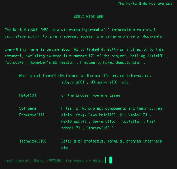 first web page in line-mode browser