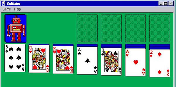 Screen shot of Microsoft Solitaire on Windows 3.1